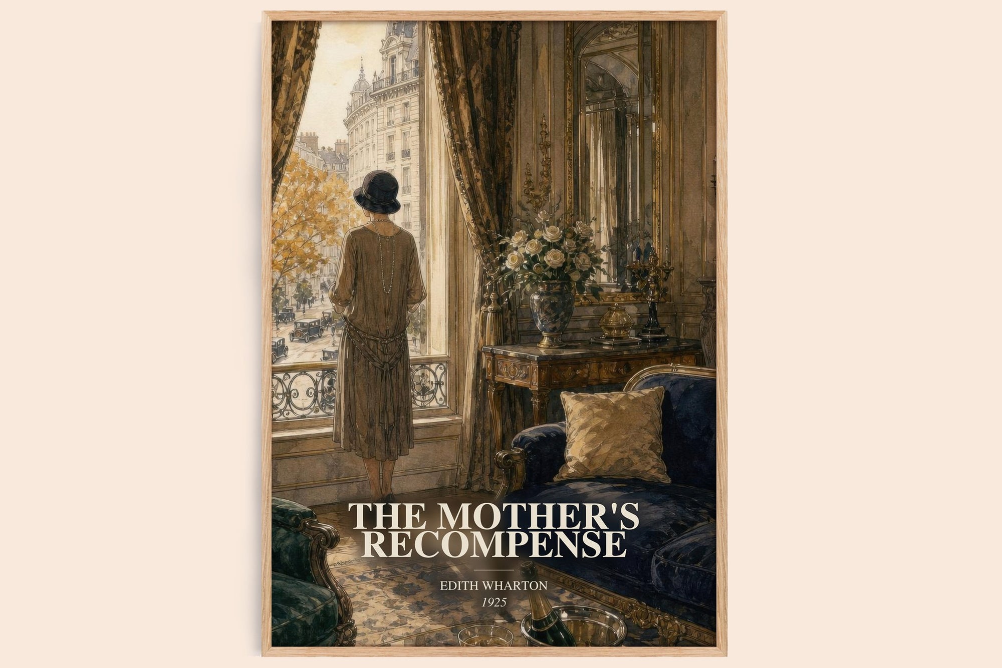 The Mother'S Recompense watercolour book poster by Edith Wharton – framed literary art print