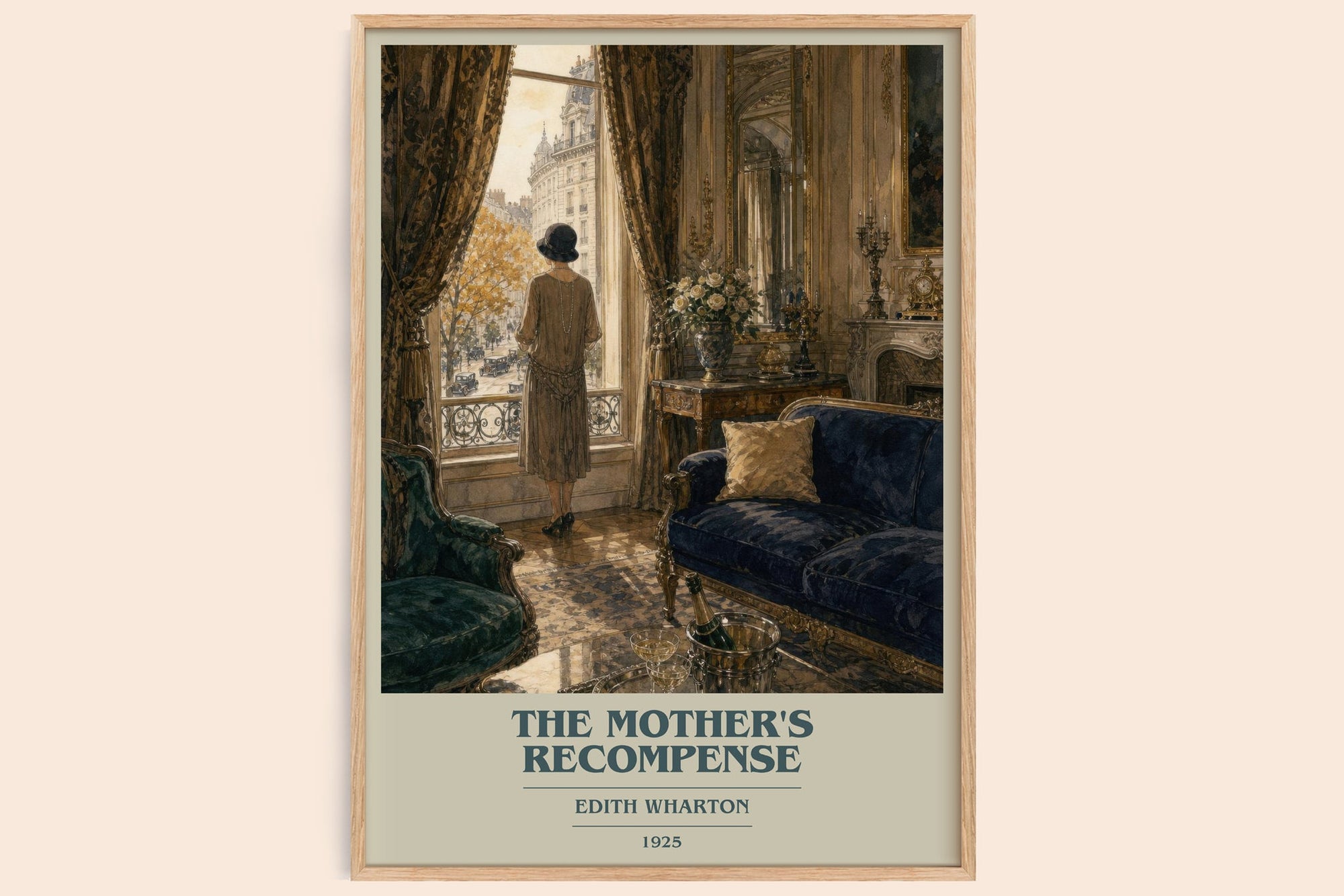 The Mother'S Recompense book cover book poster by Edith Wharton – framed literary art print