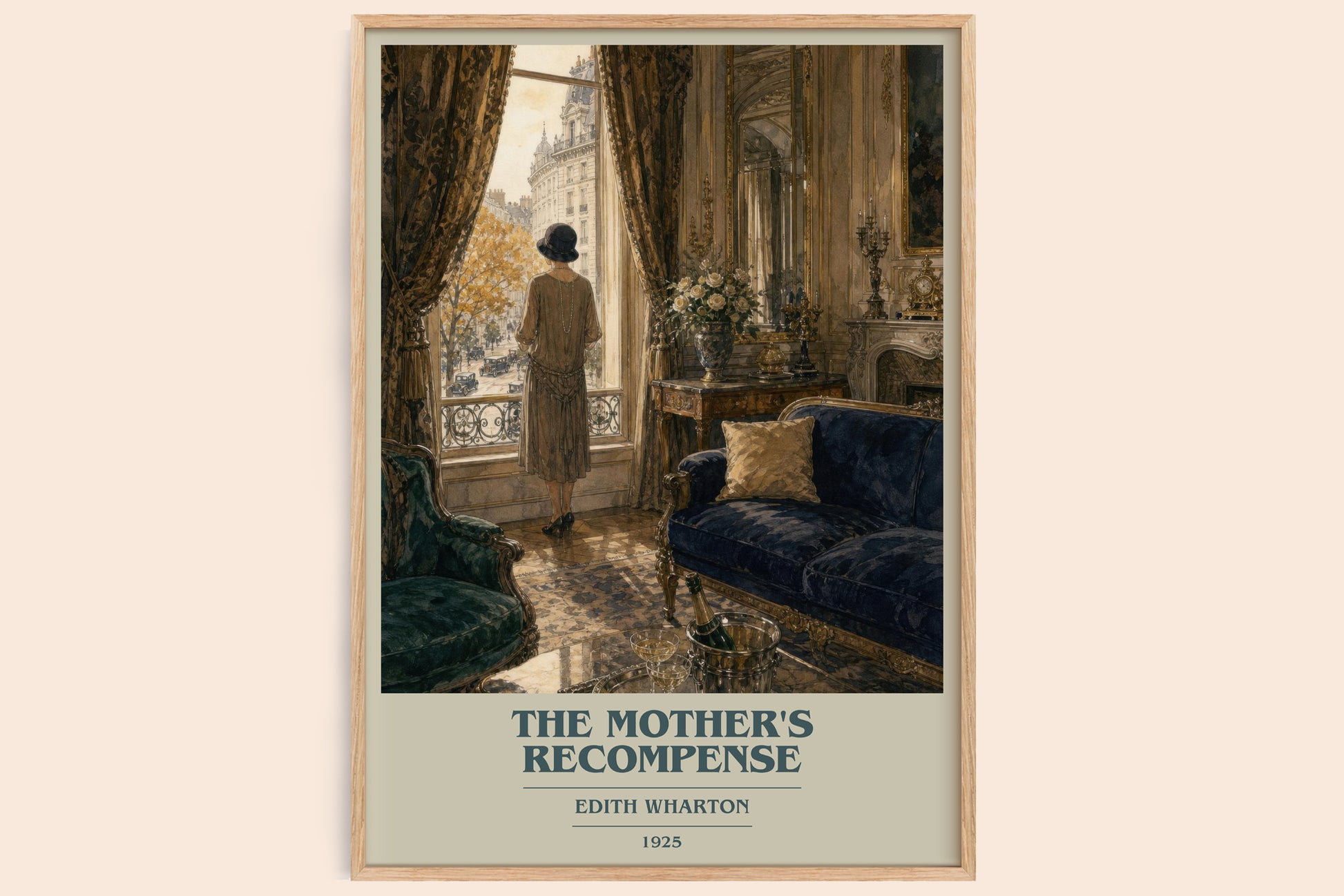 The Mother'S Recompense book cover book poster by Edith Wharton – framed literary art print
