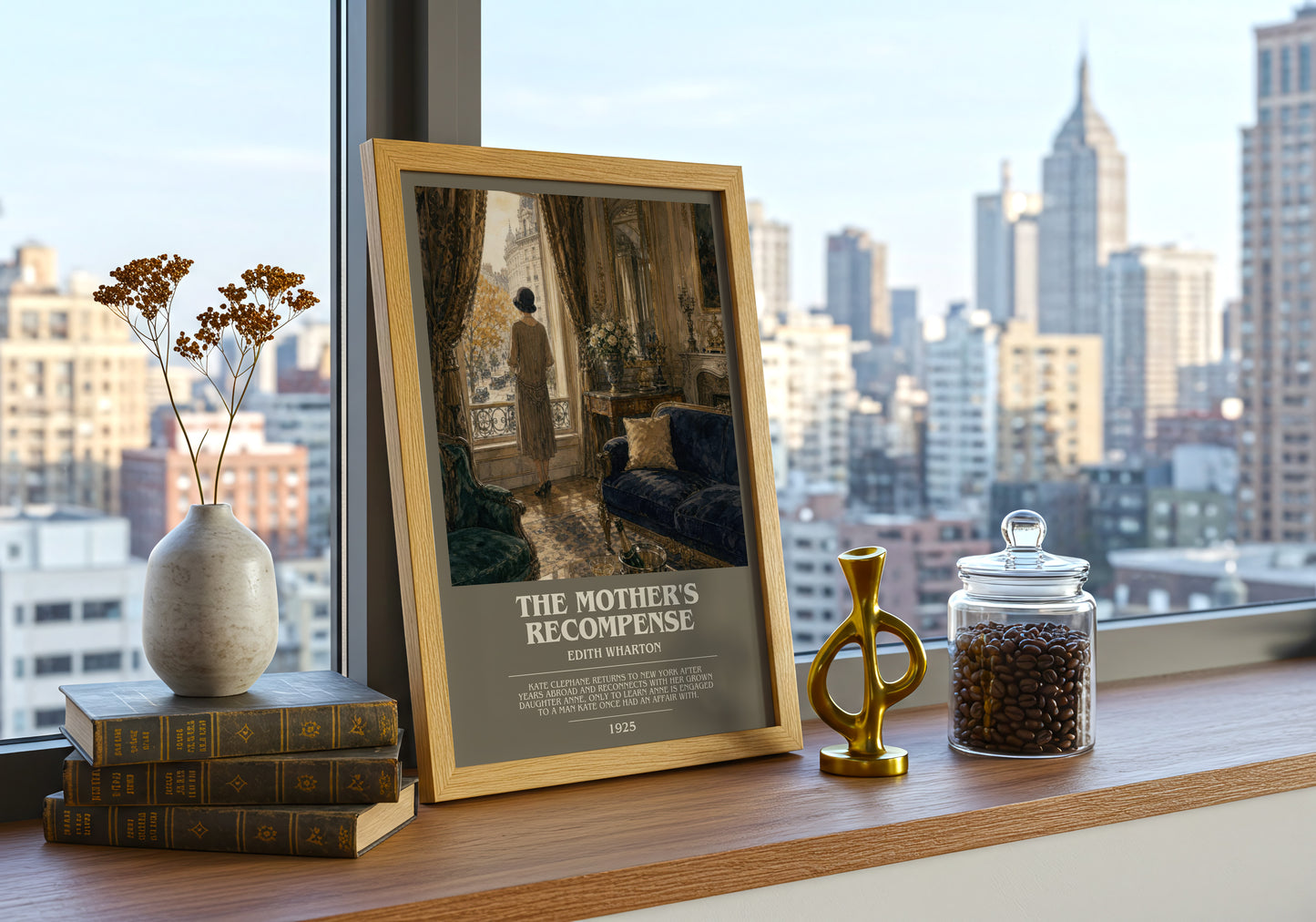 The Mother'S Recompense bookish print framed by window – literary home decor