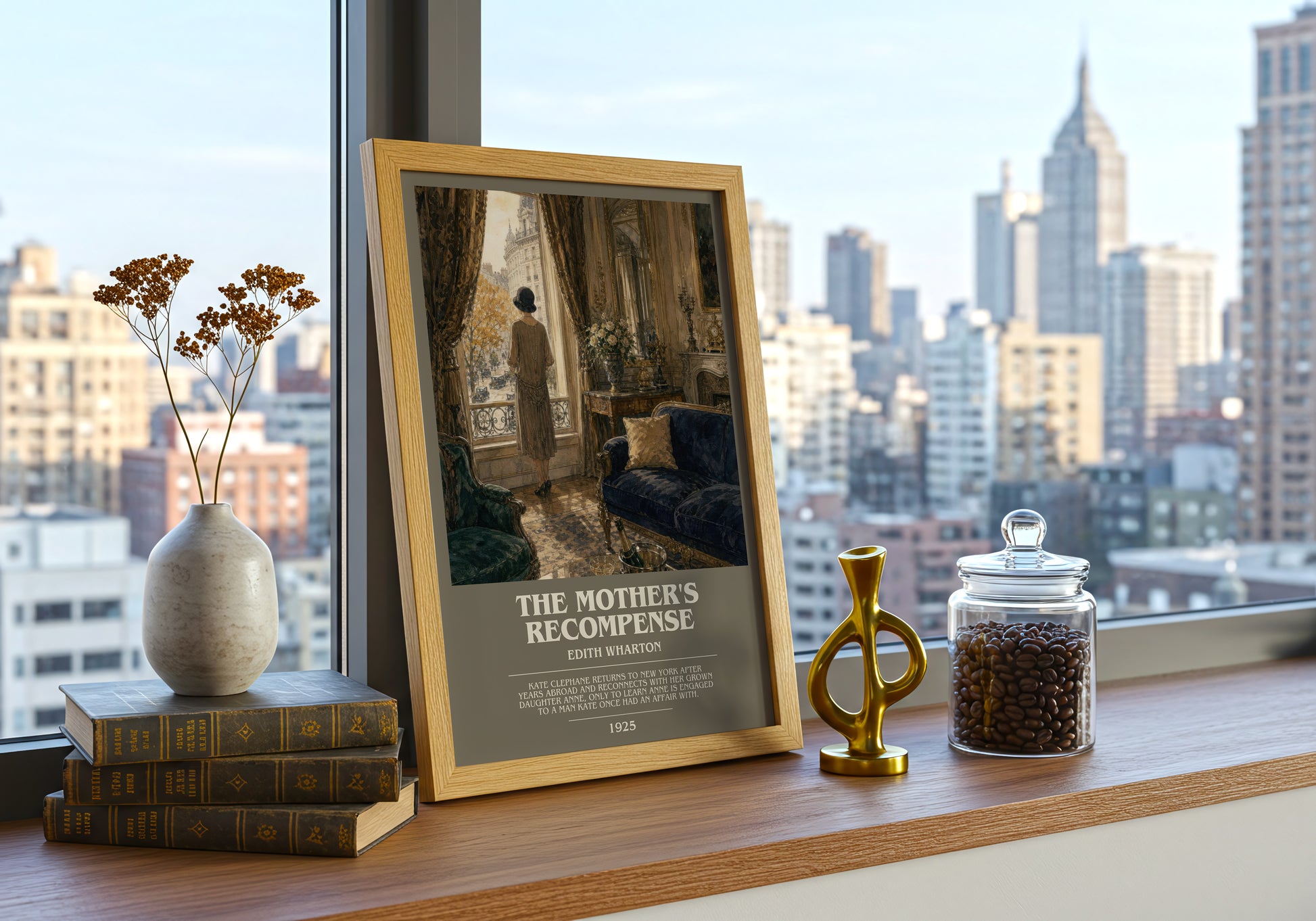 The Mother'S Recompense bookish print framed by window – literary home decor