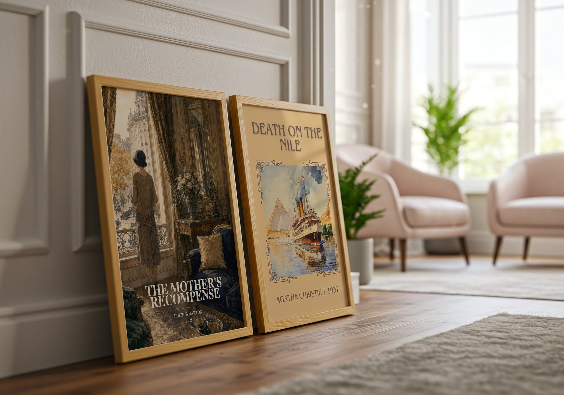 The Mother'S Recompense watercolour print framed by window – literary home decor