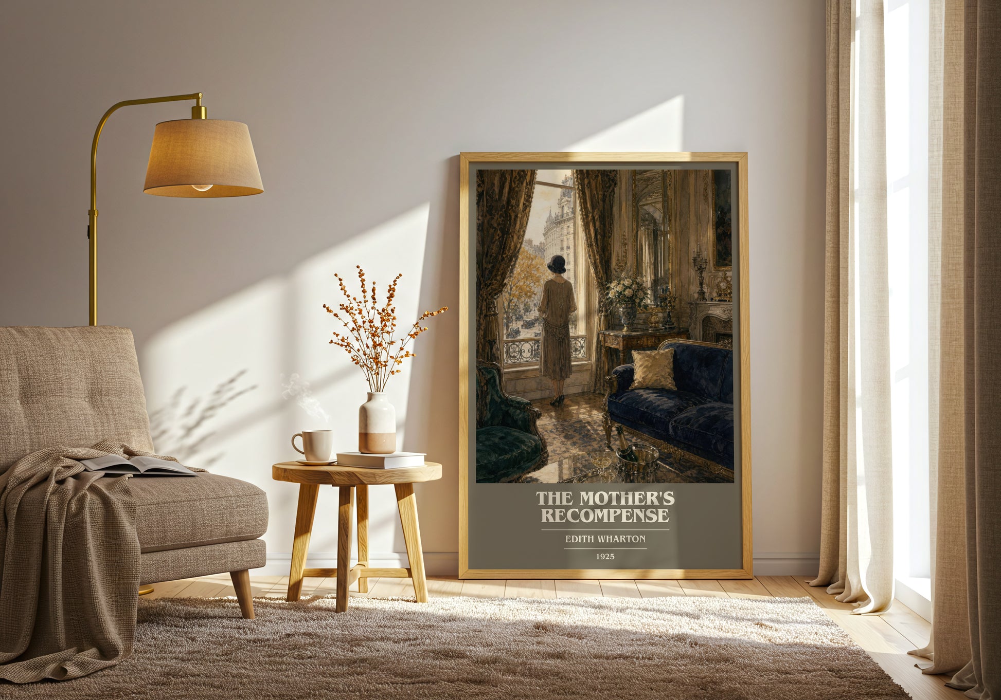 The Mother'S Recompense book cover print on bookshelf – Edith Wharton fan gift