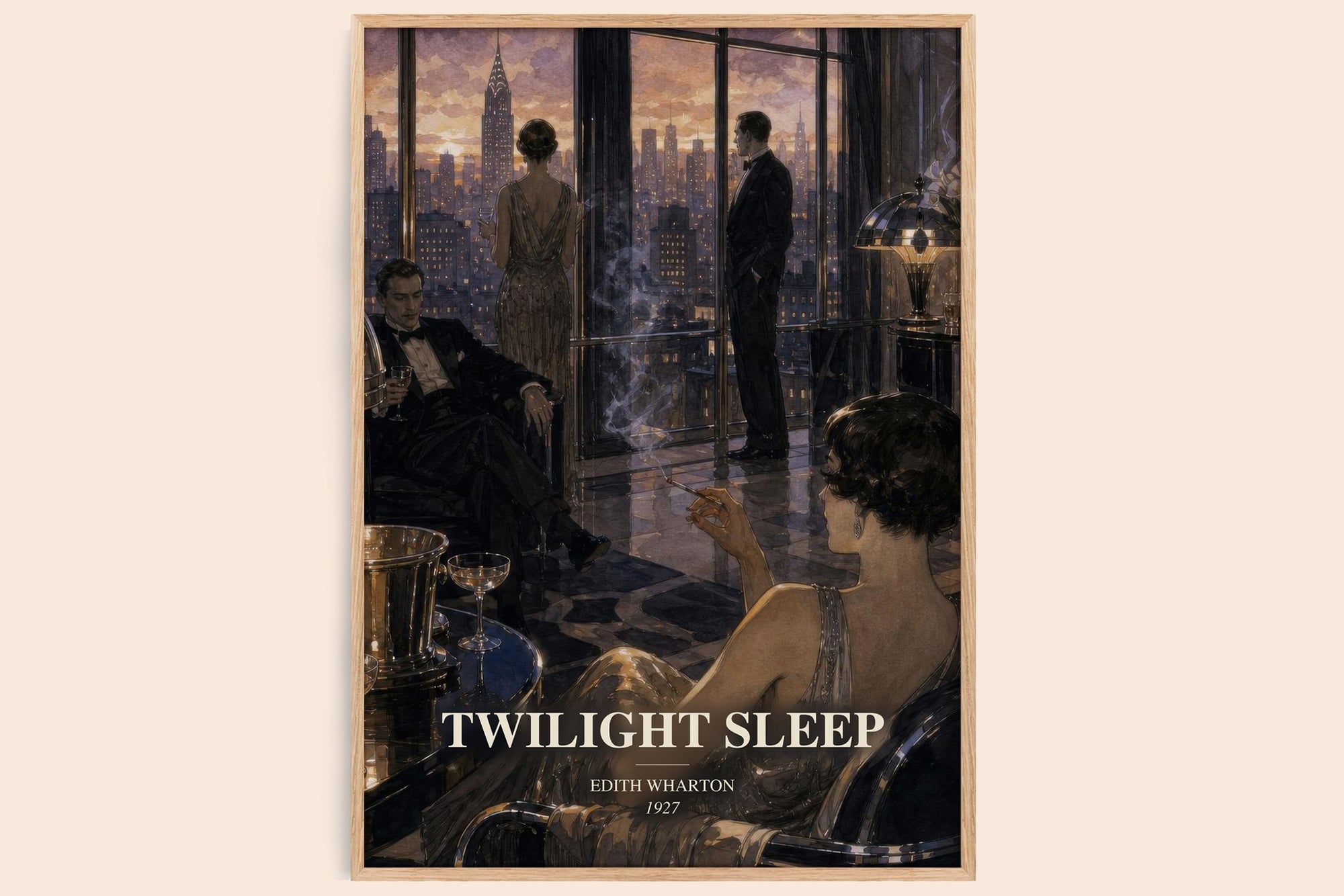 Twilight Sleep watercolour book poster by Edith Wharton – framed literary art print