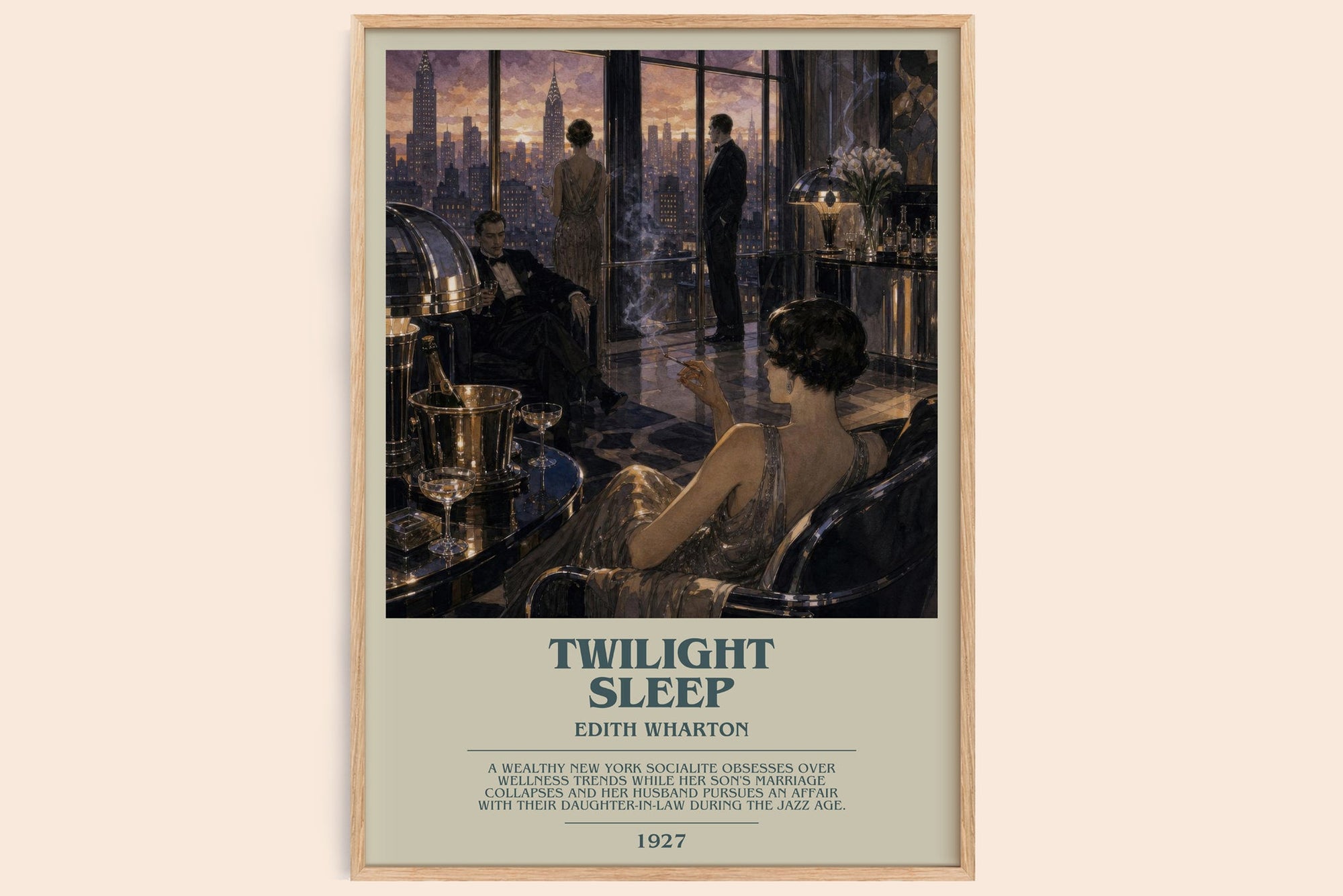 Twilight Sleep bookish book poster by Edith Wharton – framed literary art print