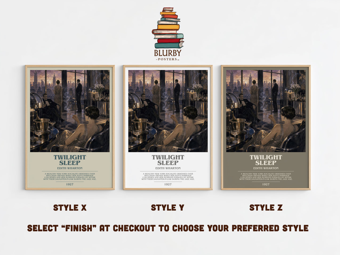 Twilight Sleep bookish print in frame leaning in hallway – literary fiction wall art