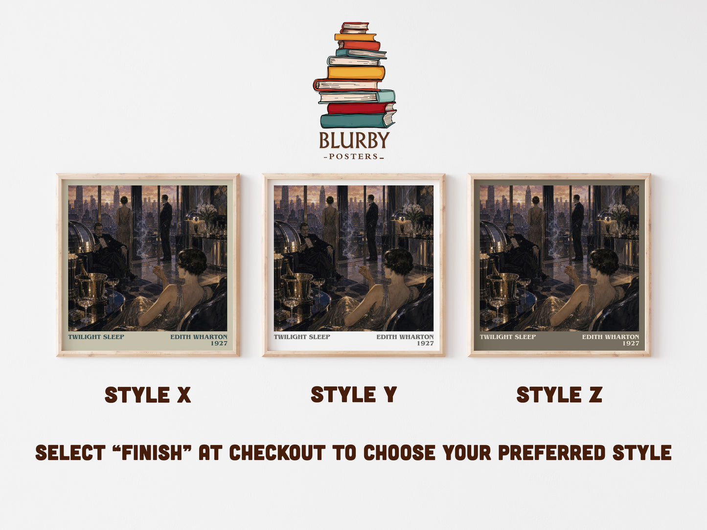 Twilight Sleep literary print in frame leaning in hallway – literary fiction wall art