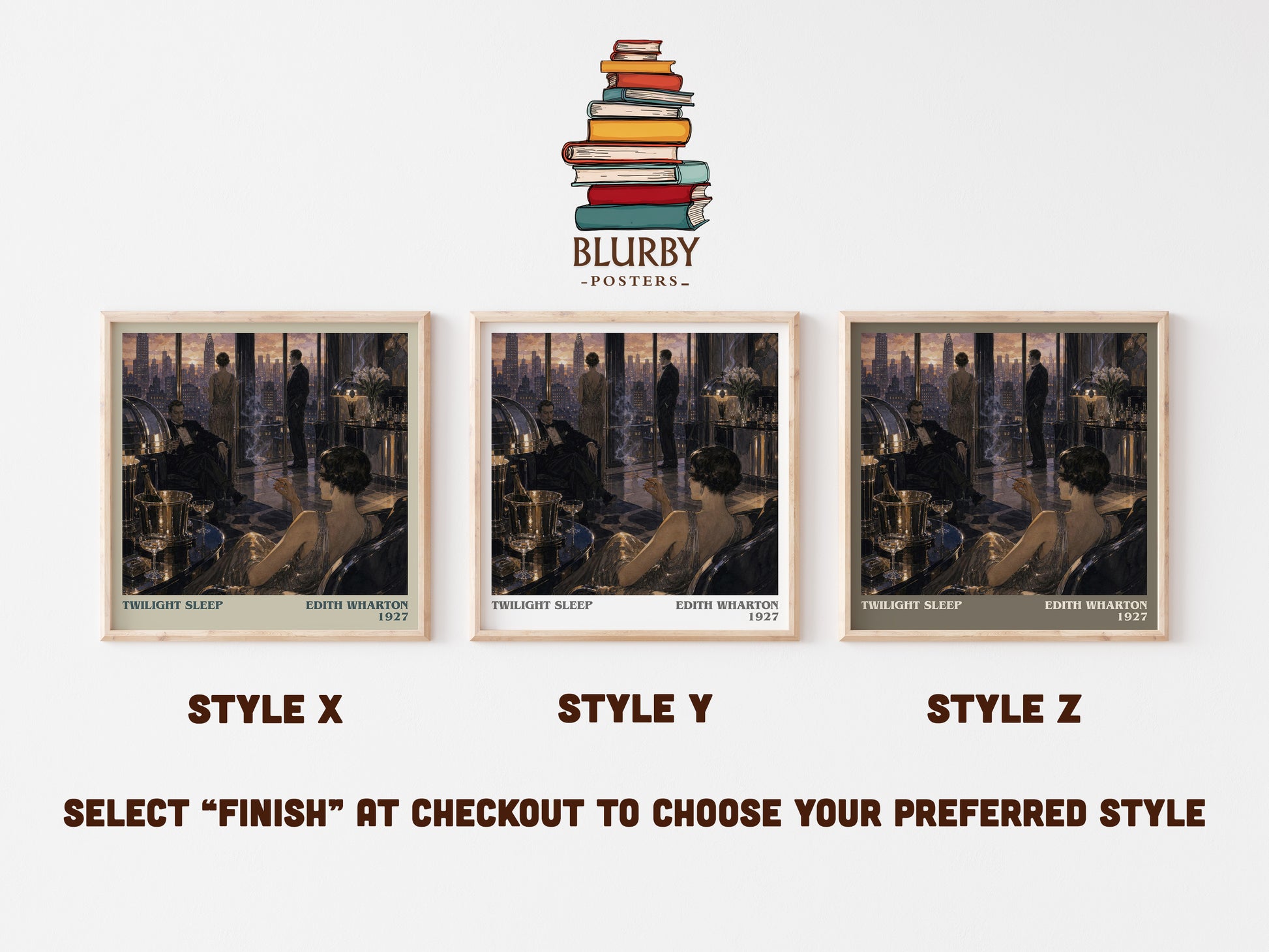 Twilight Sleep literary print in frame leaning in hallway – literary fiction wall art