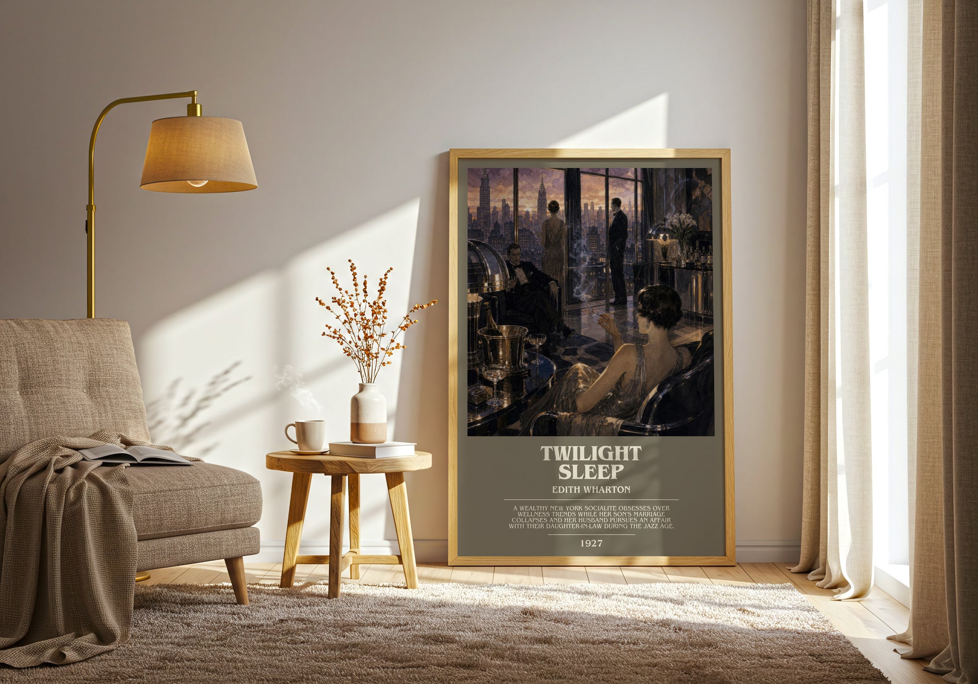 Twilight Sleep bookish print on bookshelf – Edith Wharton fan gift