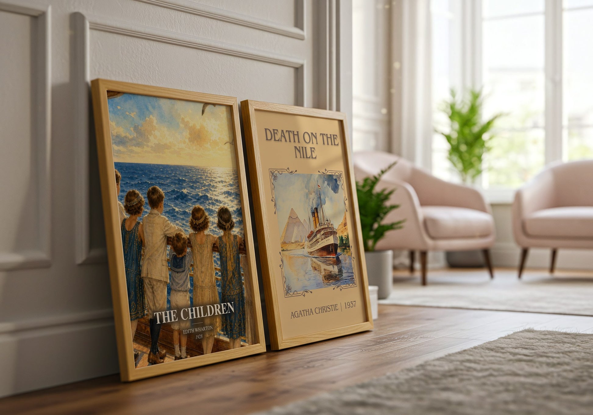 The Children watercolour print framed by window – literary home decor