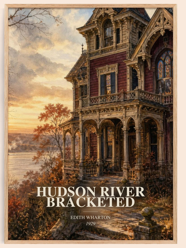 Hudson River Bracketed Book Watercolour Illustration by Edith Wharton