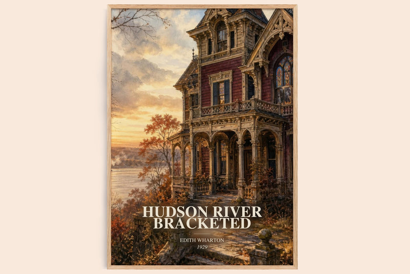 Hudson River Bracketed watercolour book poster by Edith Wharton – framed literary art print