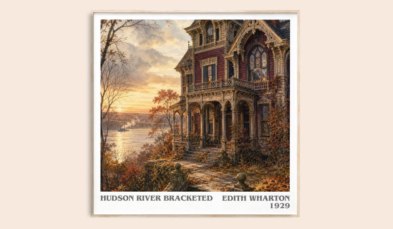Hudson River Bracketed literary book poster by Edith Wharton – framed literary art print