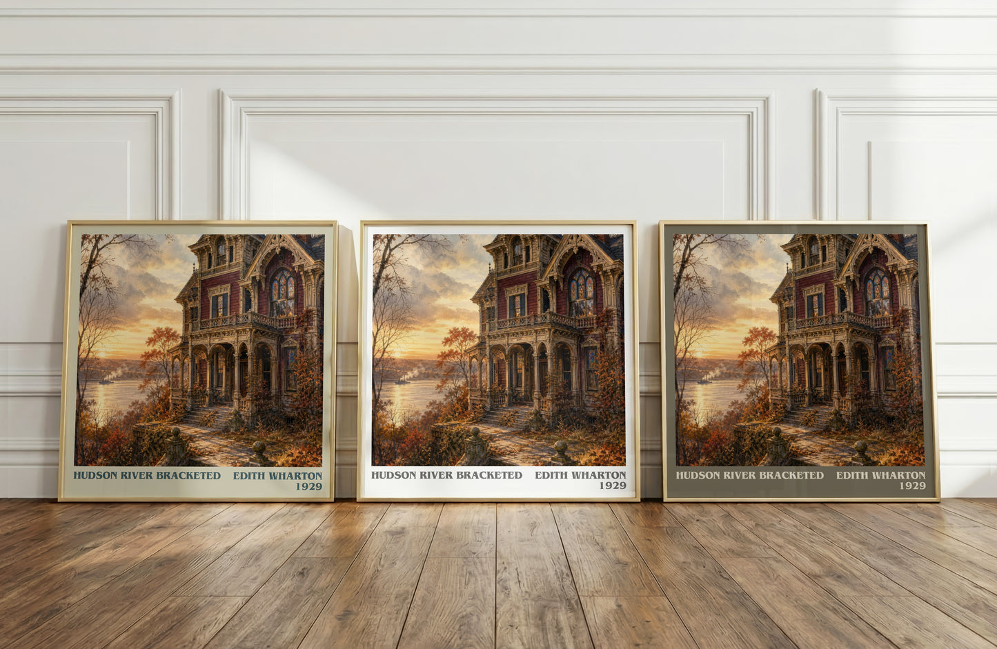 Hudson River Bracketed literary art print colour and style options – Edith Wharton book art