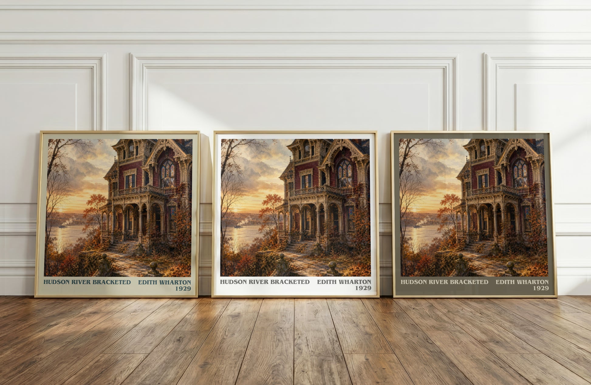 Hudson River Bracketed literary art print colour and style options – Edith Wharton book art
