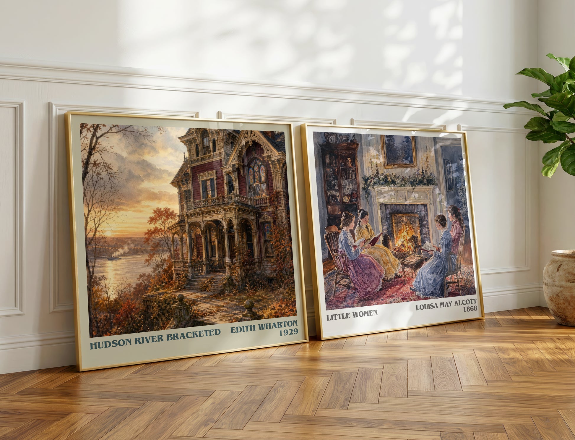 Hudson River Bracketed literary print on bookshelf – Edith Wharton fan gift