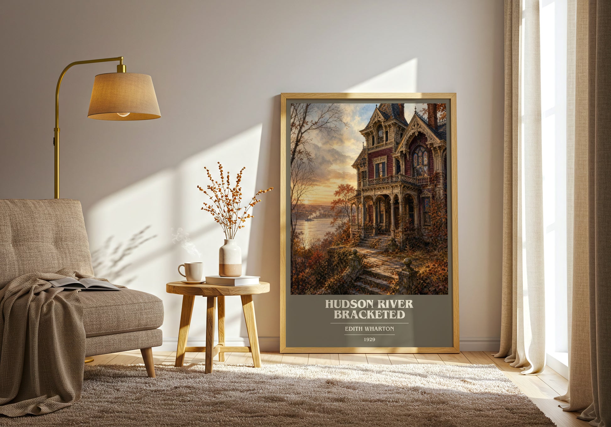 Hudson River Bracketed book cover print on bookshelf – Edith Wharton fan gift