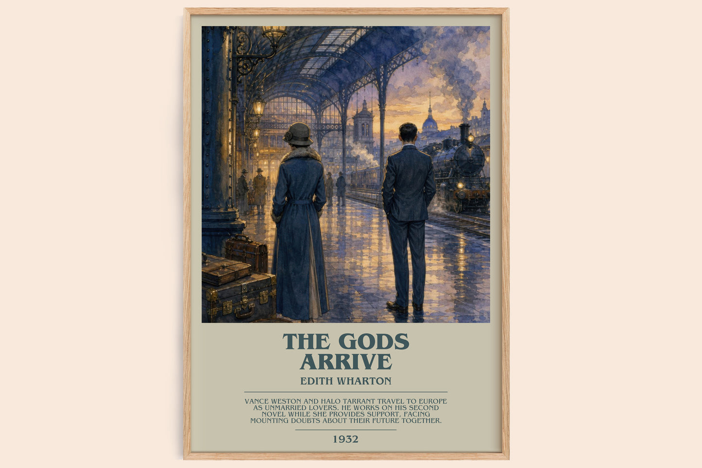 The Gods Arrive bookish book poster by Edith Wharton – framed literary art print
