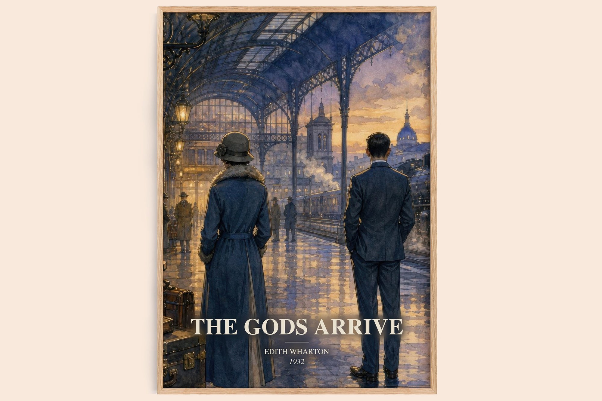 The Gods Arrive watercolour book poster by Edith Wharton – framed literary art print