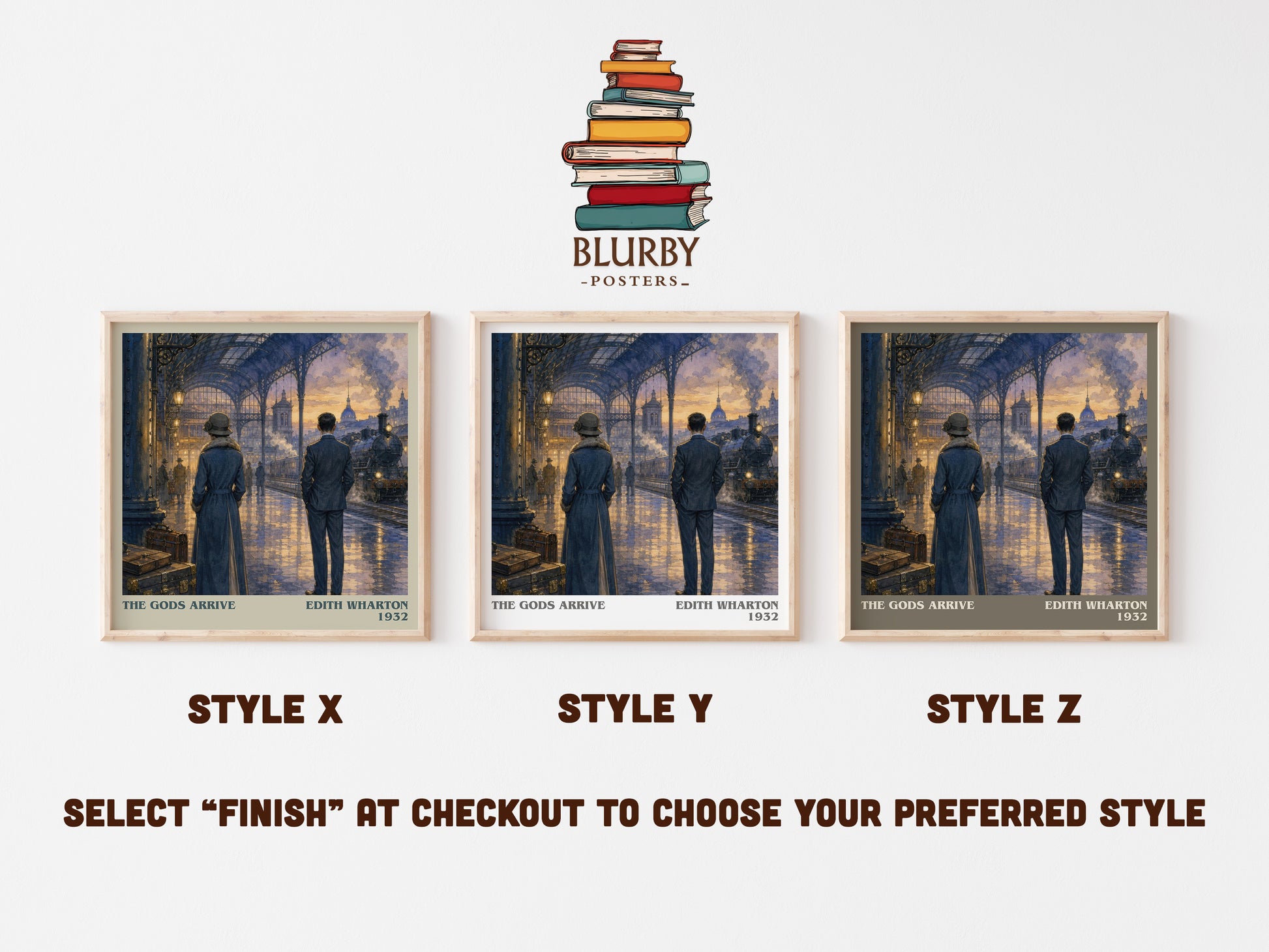 The Gods Arrive literary print in frame leaning in hallway – literary fiction wall art