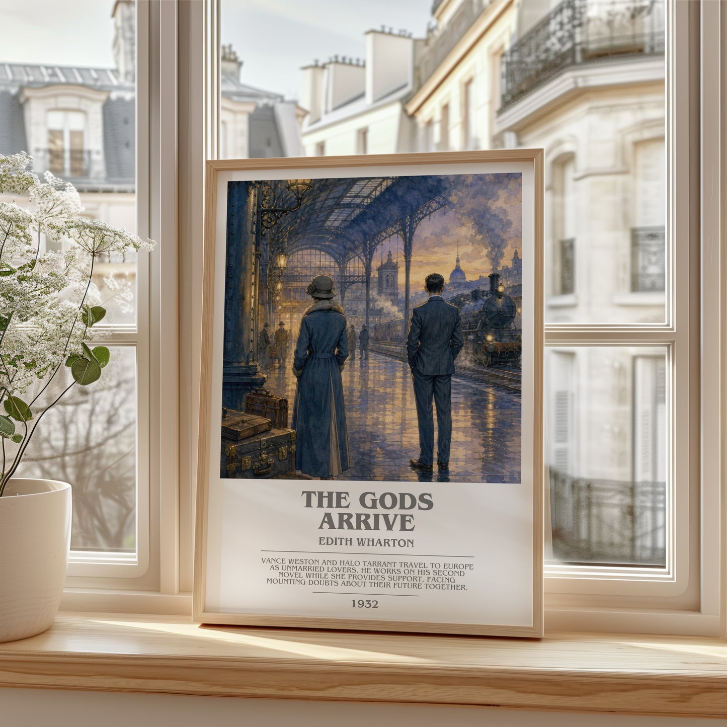 The Gods Arrive bookish poster colour and style options – Edith Wharton book art