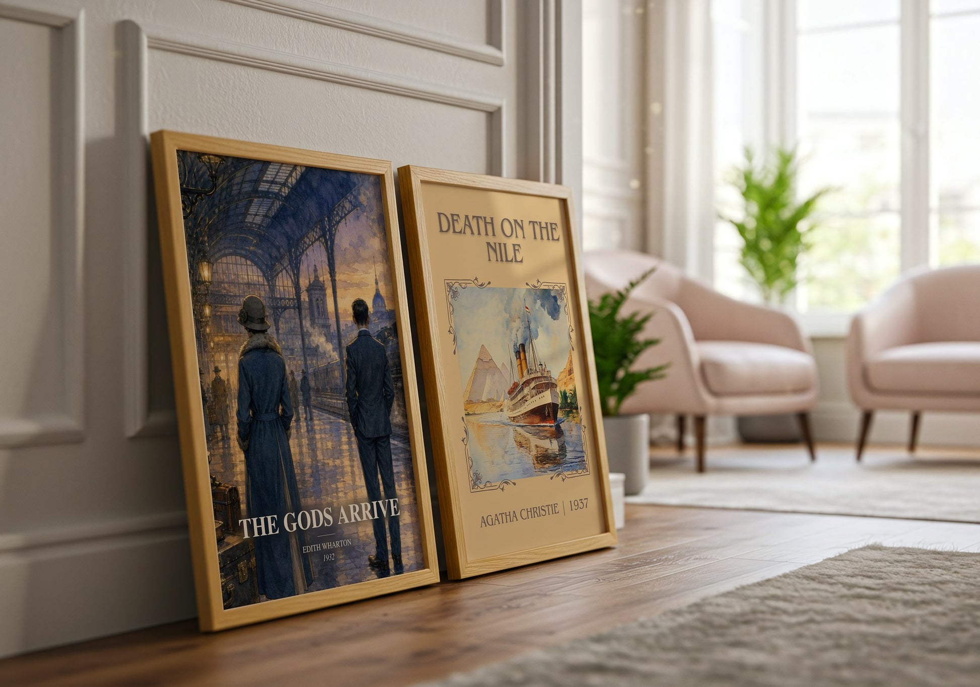 The Gods Arrive watercolour print framed by window – literary home decor