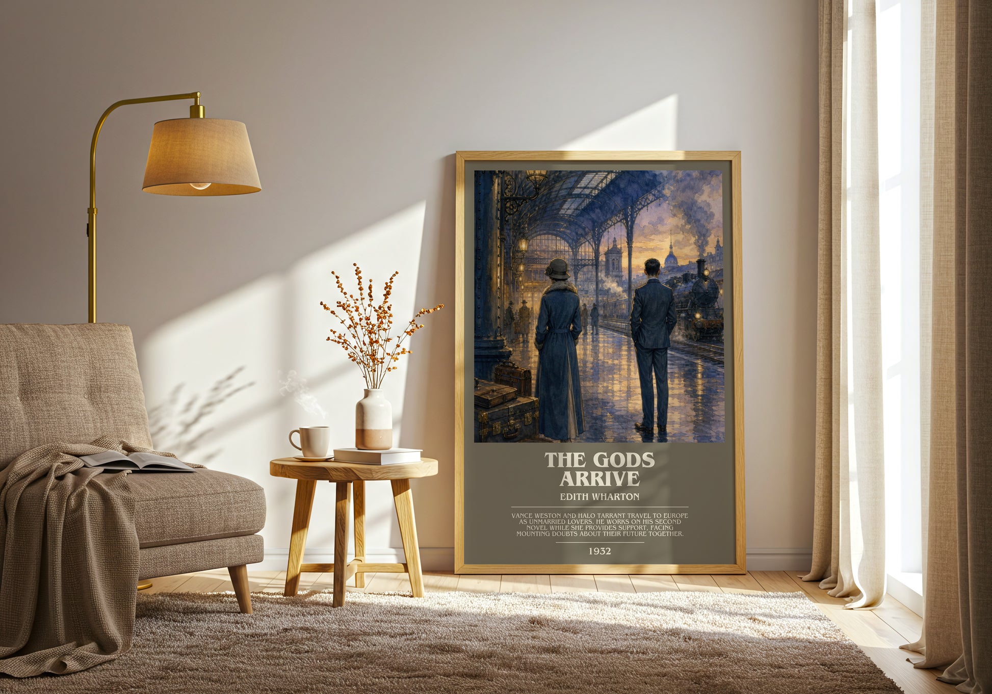The Gods Arrive bookish print on bookshelf – Edith Wharton fan gift