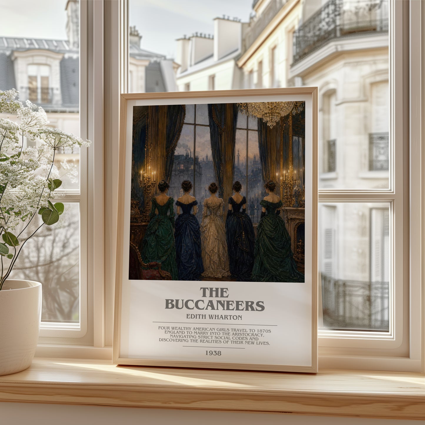The Buccaneers bookish poster colour and style options – Edith Wharton book art