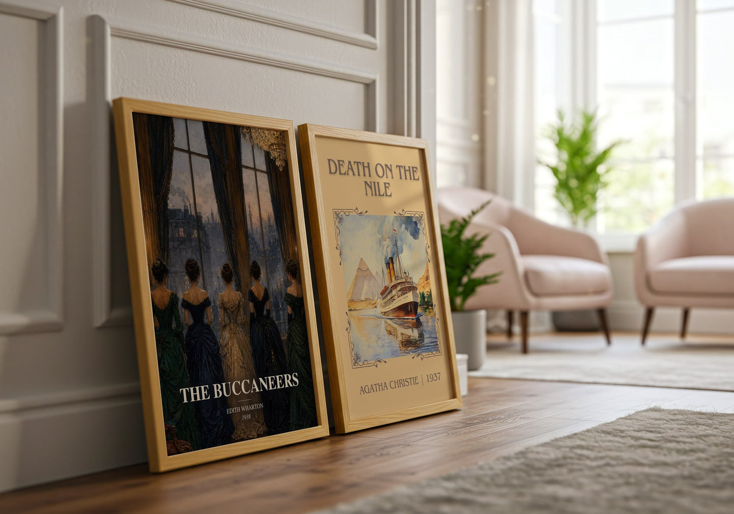 The Buccaneers watercolour print framed by window – literary home decor
