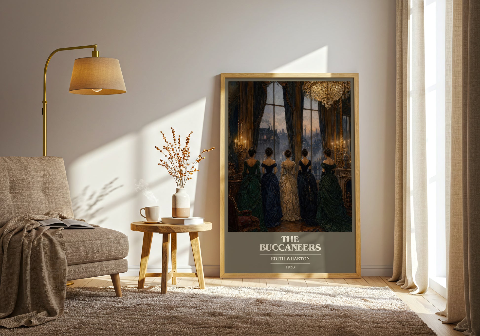 The Buccaneers book cover print on bookshelf – Edith Wharton fan gift