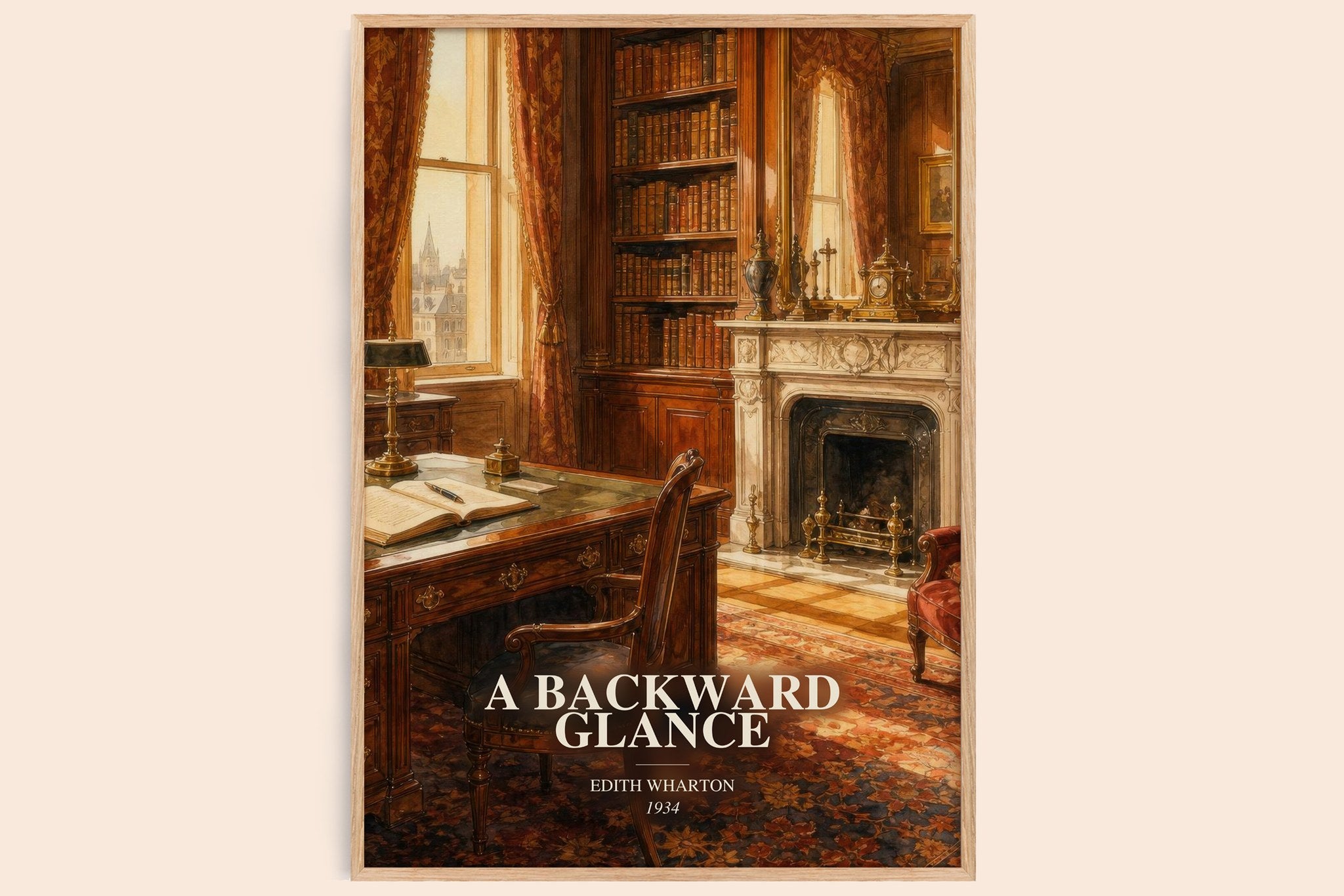 A Backward Glance Book Watercolour Illustration by Edith Wharton