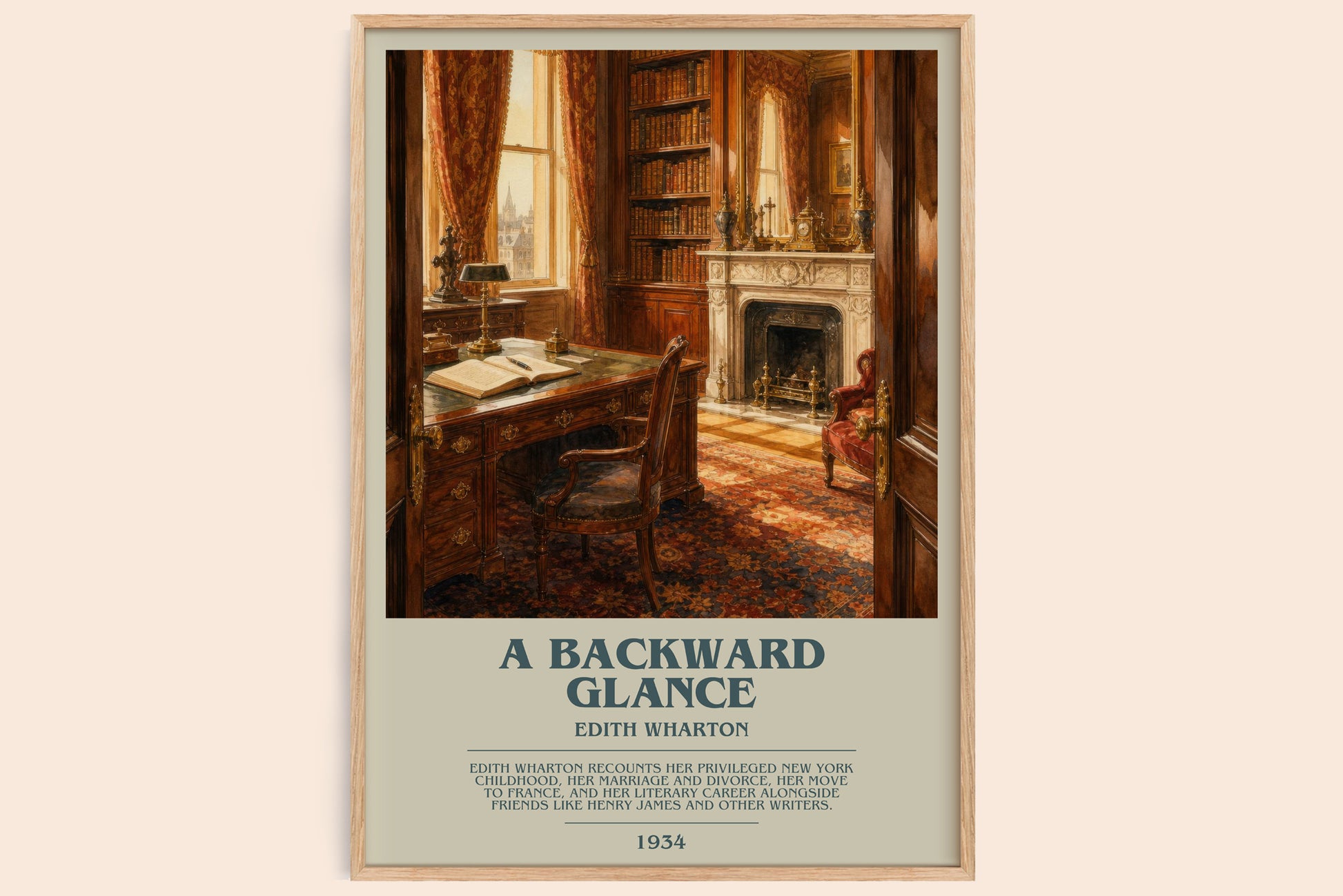 A Backward Glance bookish book poster by Edith Wharton – framed literary art print