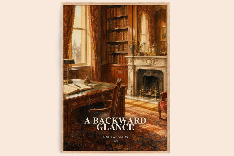A Backward Glance watercolour book poster by Edith Wharton – framed literary art print