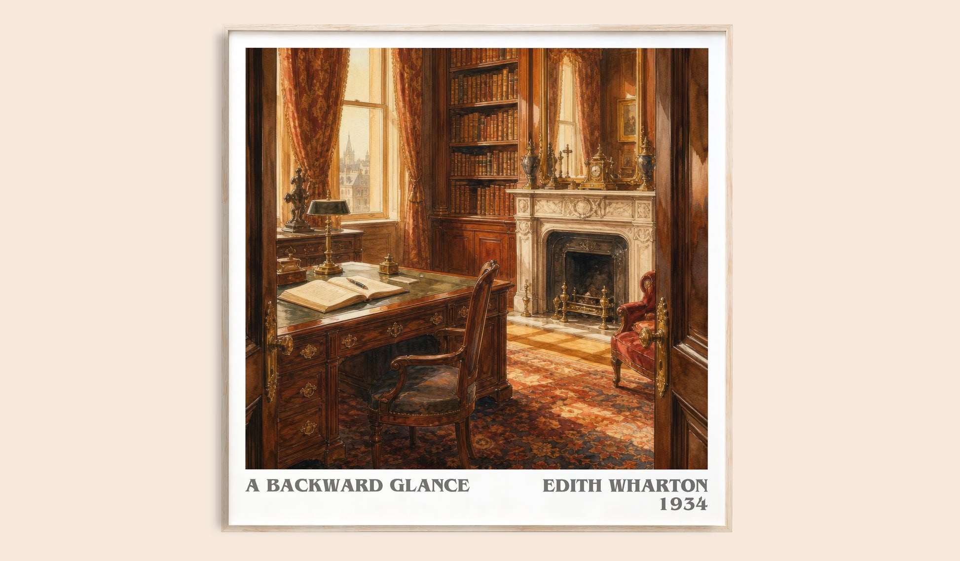 A Backward Glance literary book poster by Edith Wharton – framed literary art print
