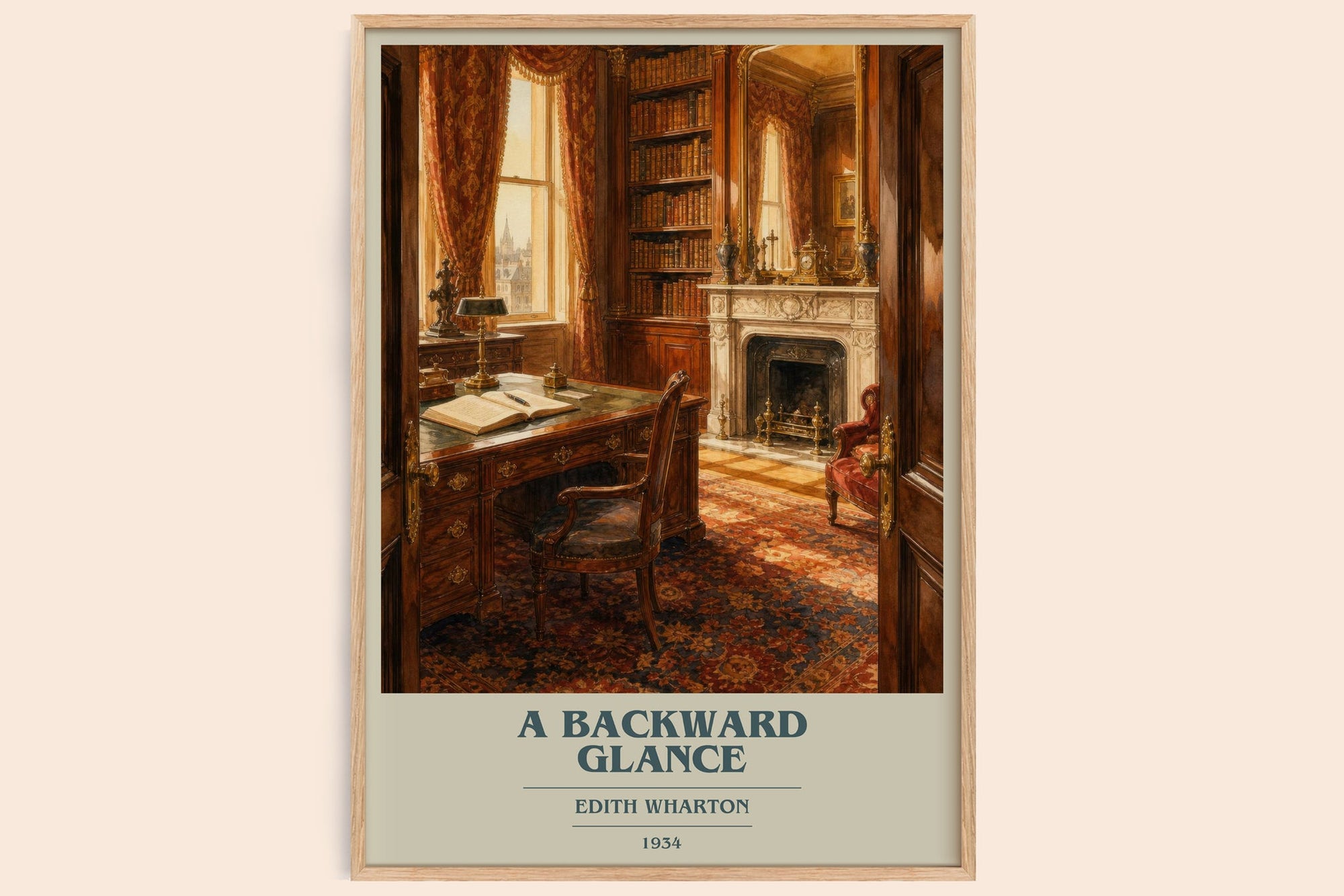 A Backward Glance book cover book poster by Edith Wharton – framed literary art print