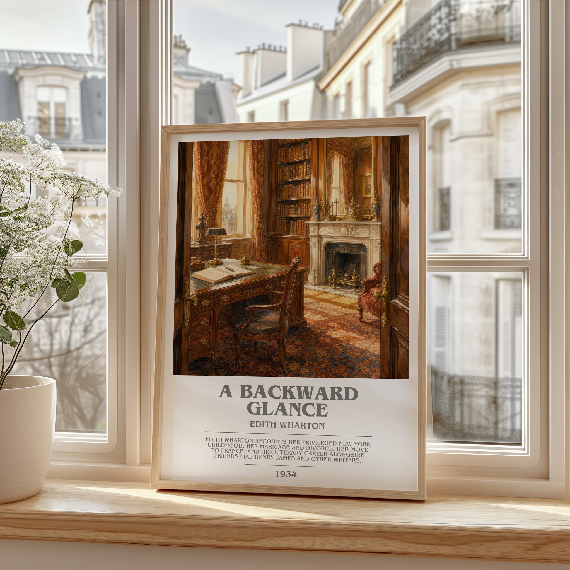 A Backward Glance bookish poster colour and style options – Edith Wharton book art