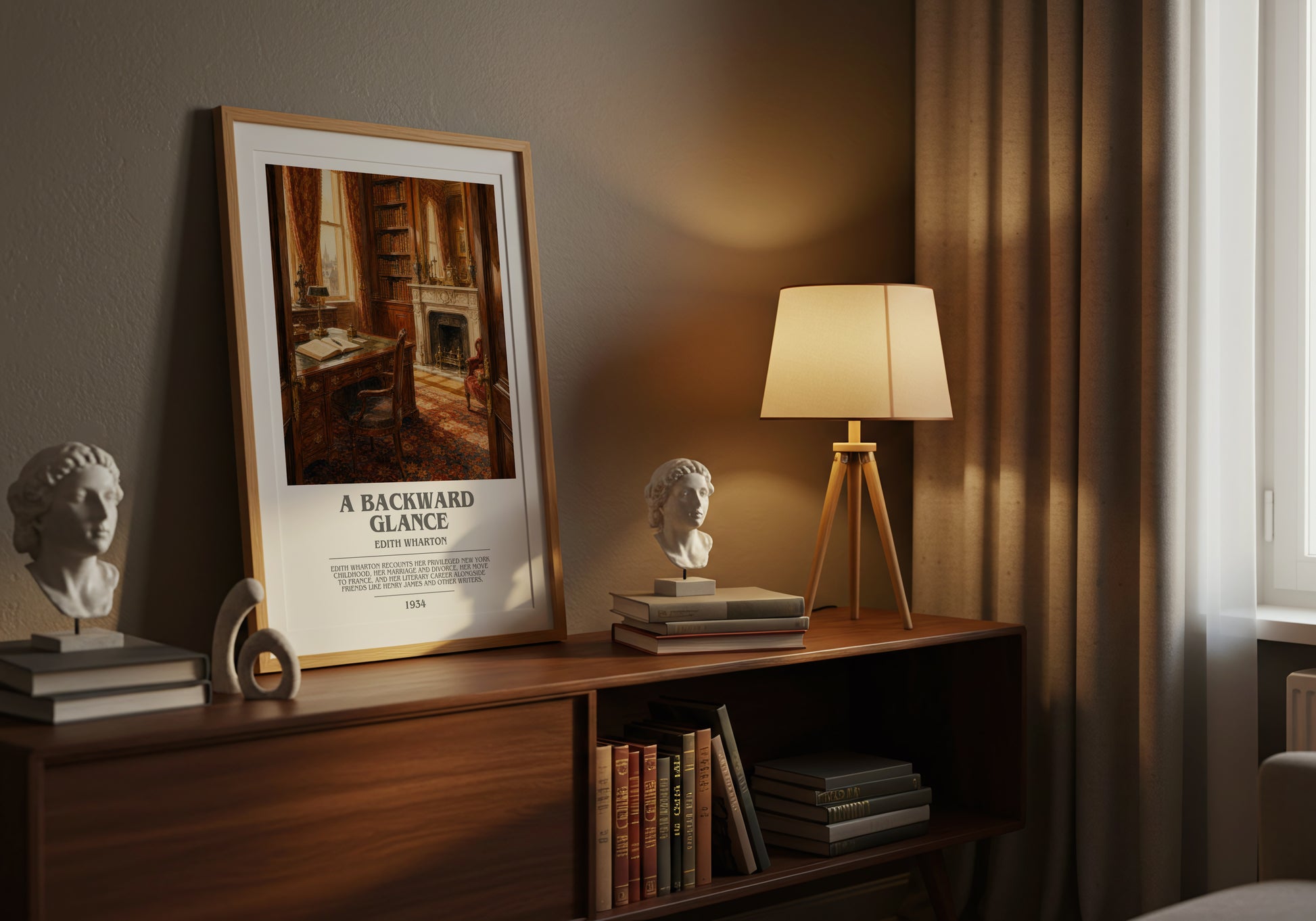 A Backward Glance bookish book poster framed on wall – memoir wall art