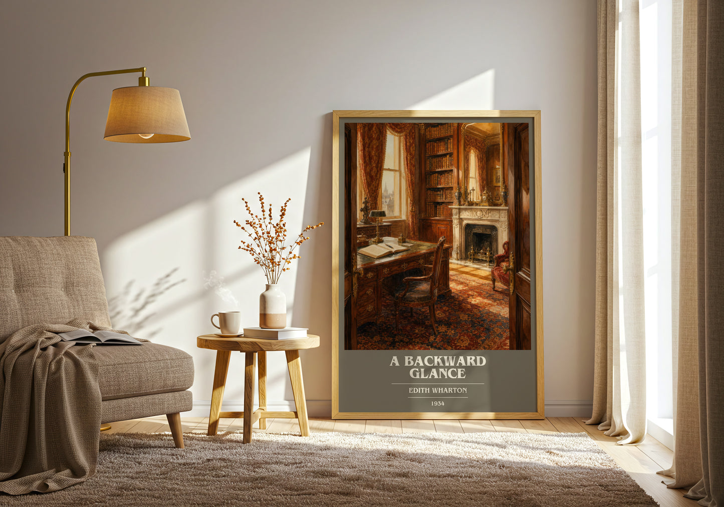 A Backward Glance book cover print on bookshelf – Edith Wharton fan gift
