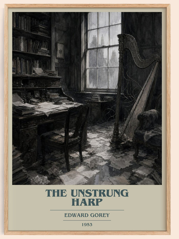The Unstrung Harp book cover book poster by Edward Gorey – framed literary art print