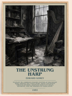 The Unstrung Harp bookish book poster by Edward Gorey – framed literary art print