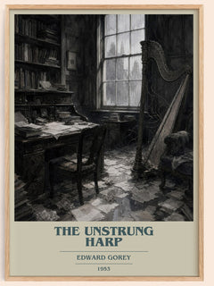 The Unstrung Harp book cover book poster by Edward Gorey – framed literary art print