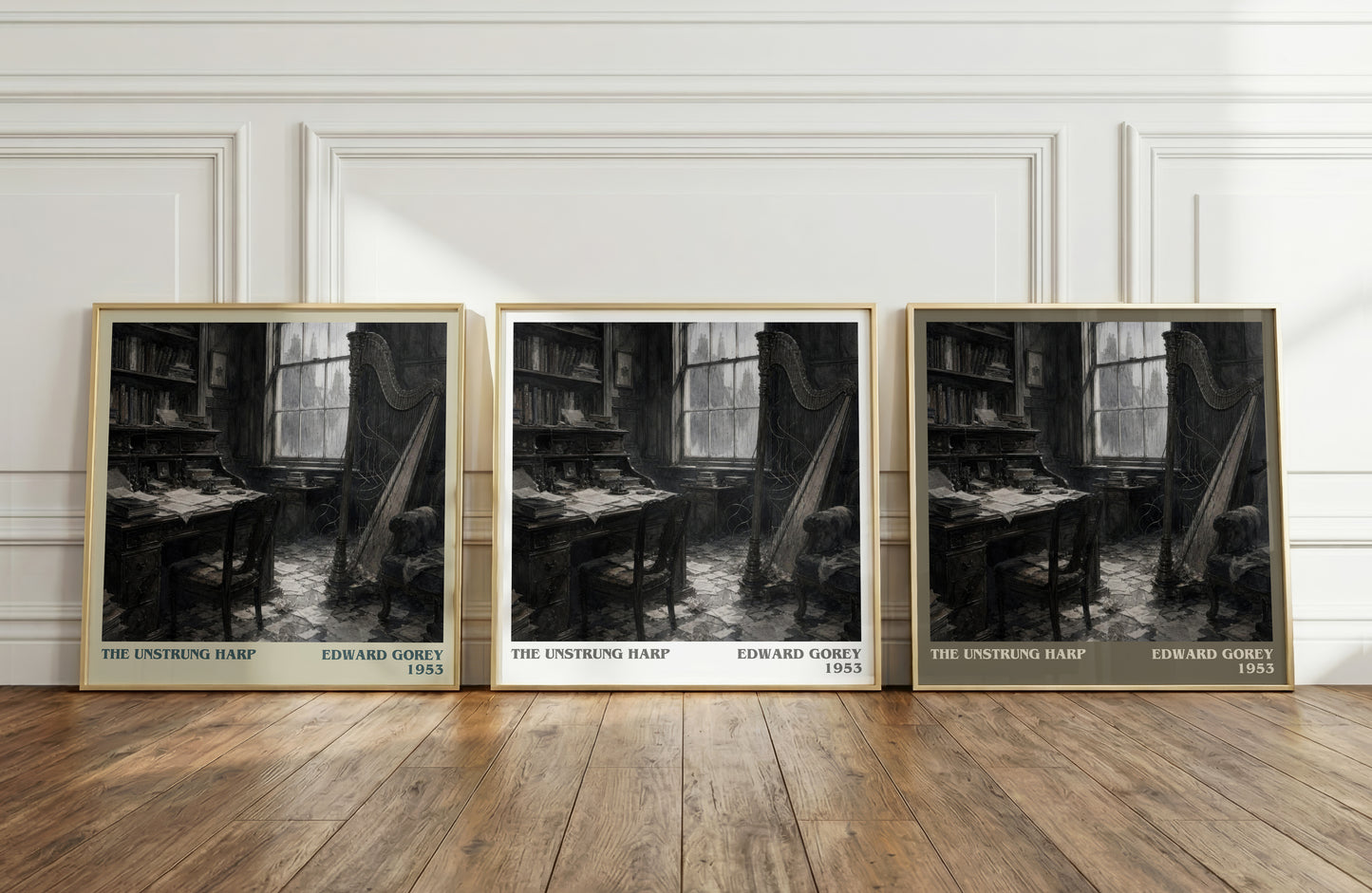 The Unstrung Harp literary art print colour and style options – Edward Gorey book art