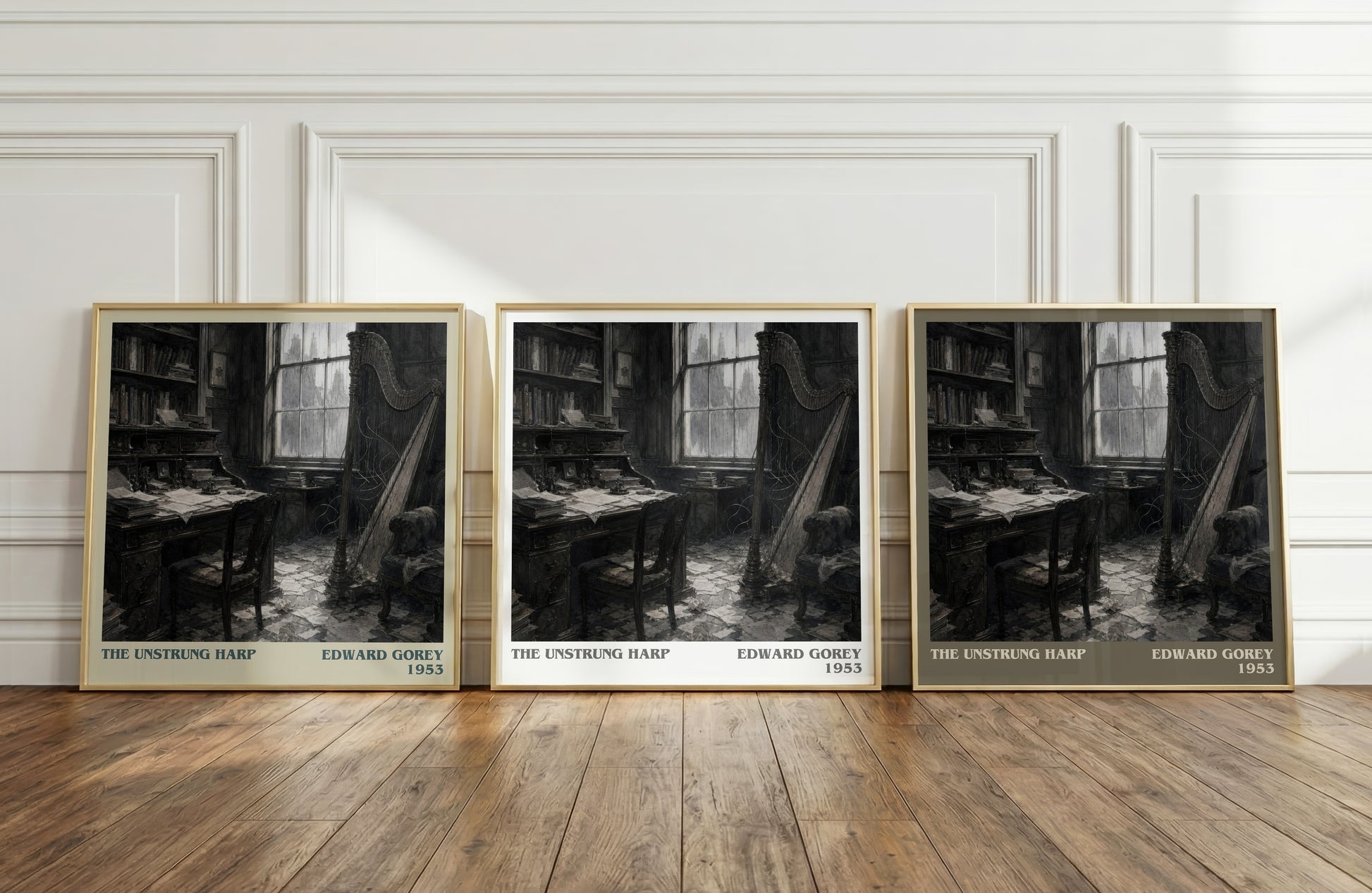 The Unstrung Harp literary art print colour and style options – Edward Gorey book art