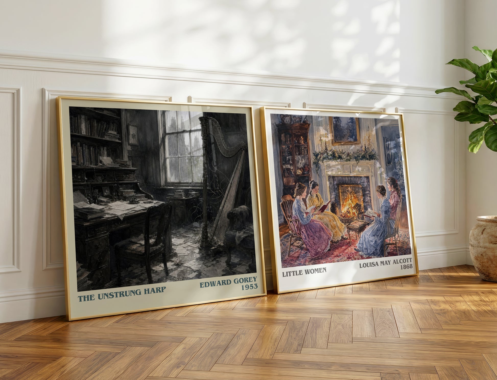 The Unstrung Harp literary print on bookshelf – Edward Gorey fan gift