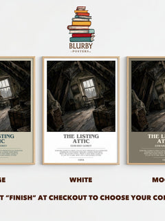 The Listing Attic bookish print framed by window – literary home decor