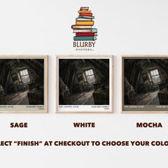 The Listing Attic literary print framed by window – literary home decor