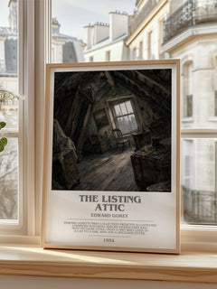 The Listing Attic bookish print in frame leaning in hallway – poetry wall art