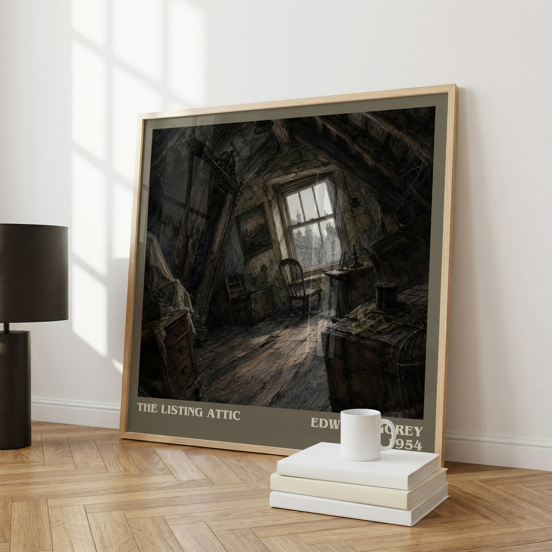 The Listing Attic literary art print colour and style options – Edward Gorey book art