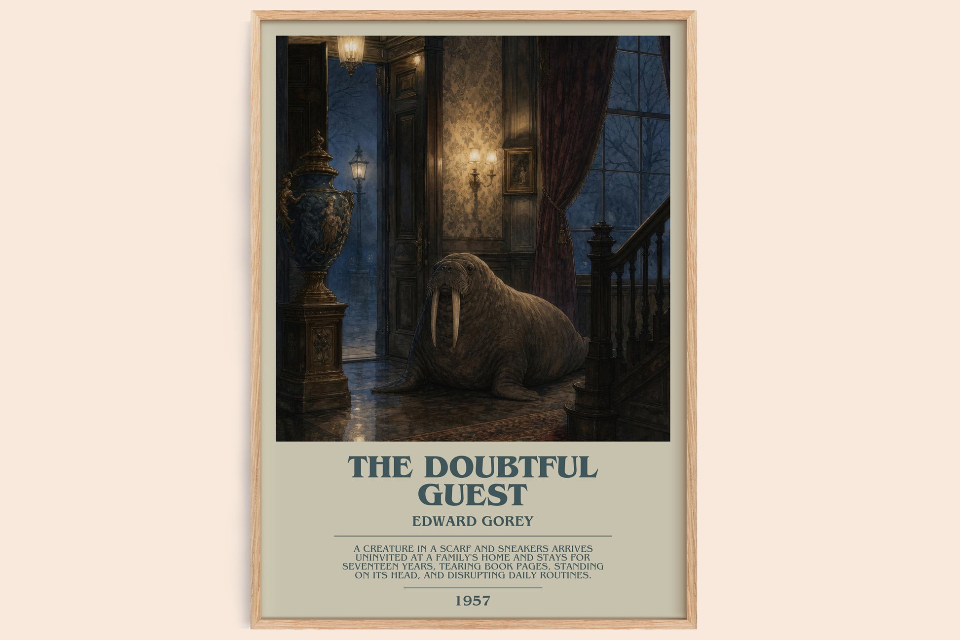 The Doubtful Guest bookish book poster by Edward Gorey – framed literary art print