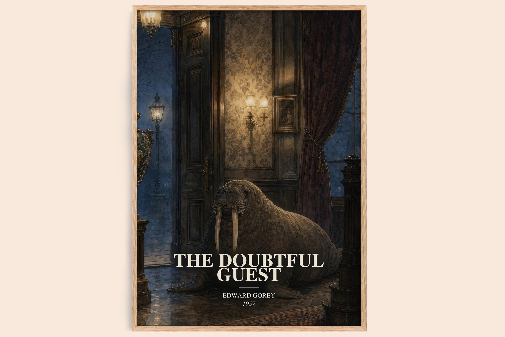The Doubtful Guest watercolour book poster by Edward Gorey – framed literary art print